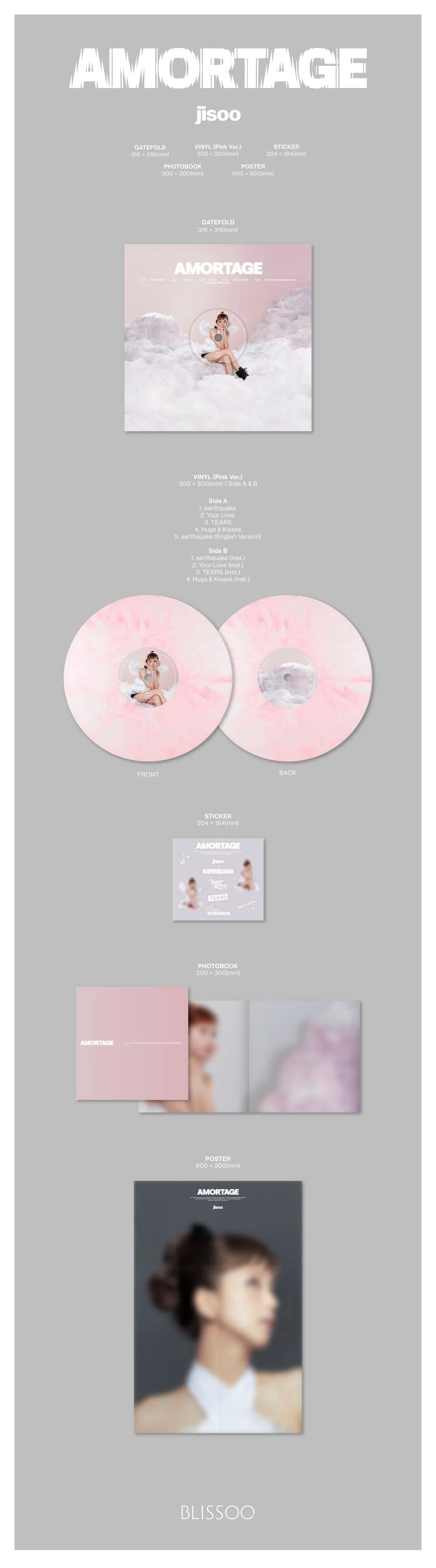 JISOO - Mini Album [AMORTAGE] Vinyl (Pink Ver.) - Image 2