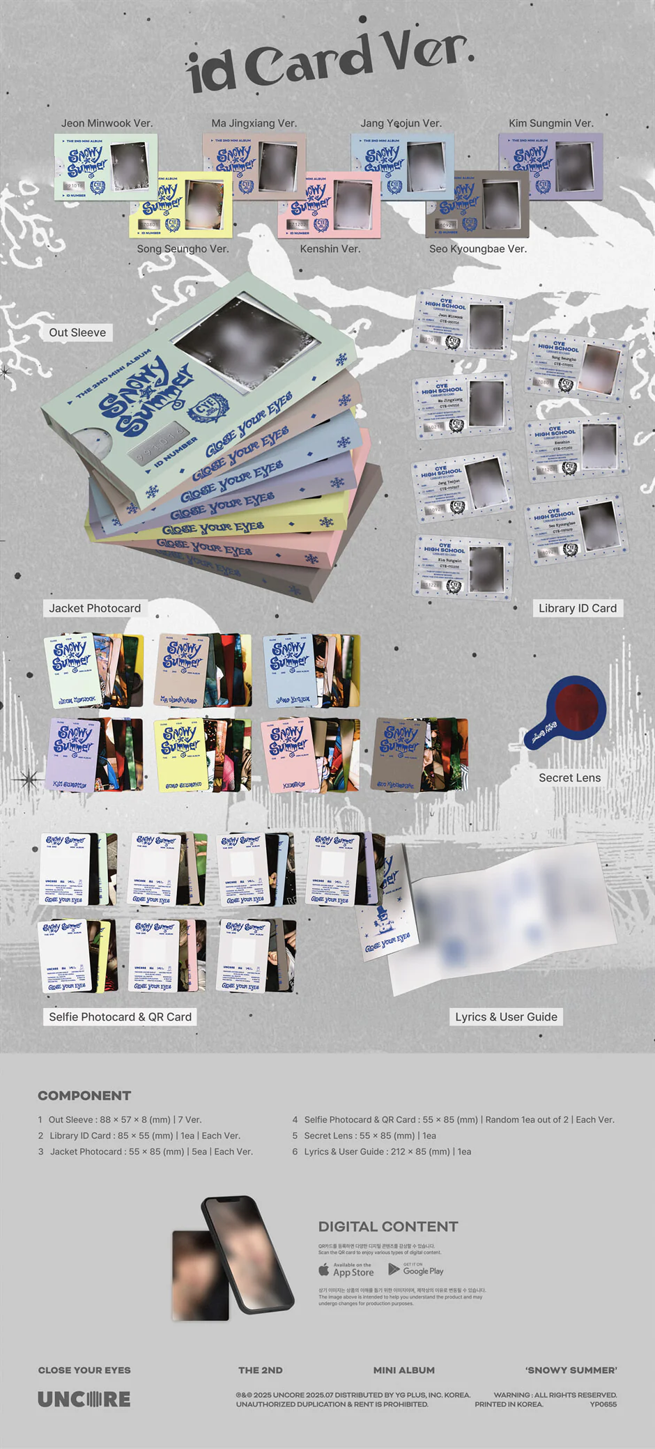 CLOSE YOUR EYES - 2nd Mini Album [Snowy Summer] ID Card Ver. (POCAALBUM) - Image 2