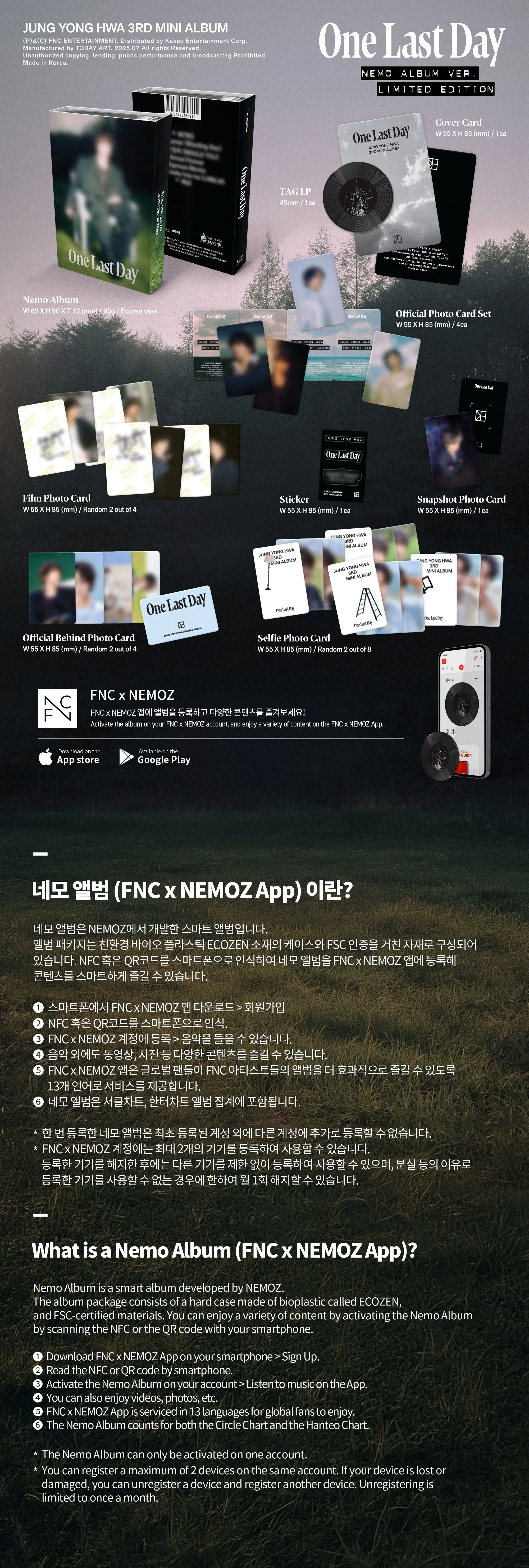 JUNG YONGHWA - 3rd Mini Album [One Last Day] NEMO ALBUM (LIMITED EDITION) - Image 2